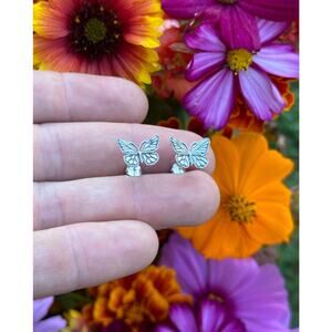 Sterling Silver Monarch Butterfly Post Earrings